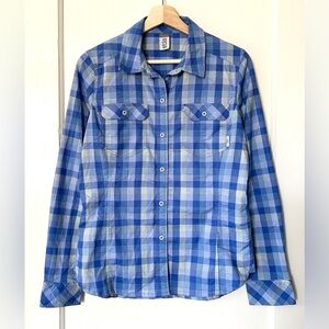 Stio Women's Lone‎ Tree Button Up Shirt Blue Plaid S